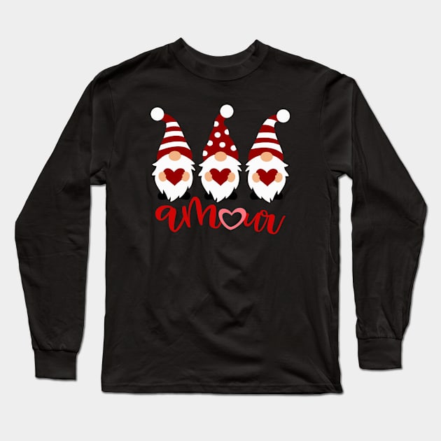 Amour with Love Gnomes for Valentine's Day Couples Long Sleeve T-Shirt by tropicalteesshop